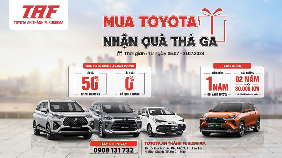 Chương Trình Khuyến Mãi Toyota Tháng 7/2024: Giảm 50% Thuế Trước Bạ